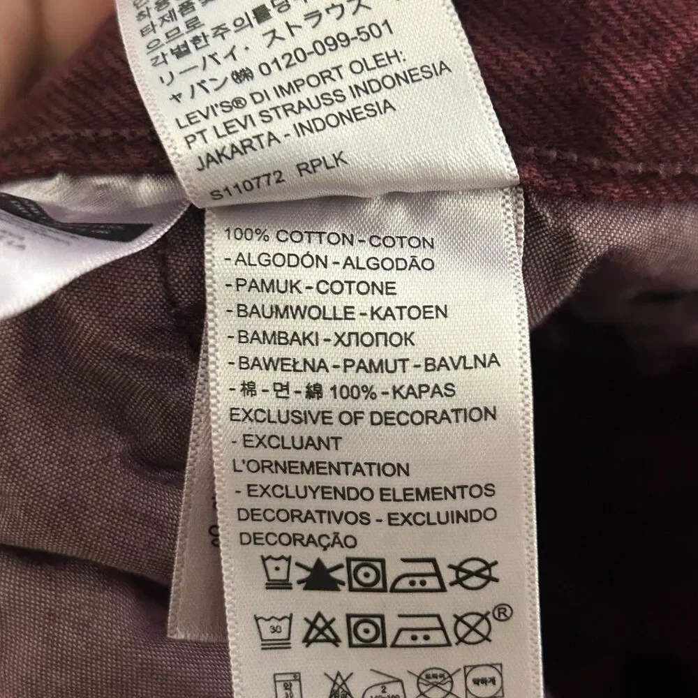 Levi's 501 Mens Jeans 32x30 Burgundy Denim  A1959-0049 Used 90's style